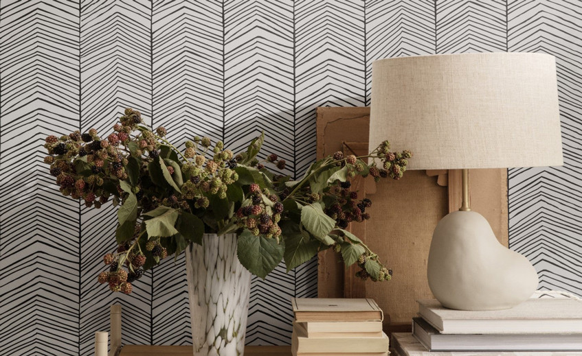 Geometric Wallpapers with Herringbone or Zigzag Designs