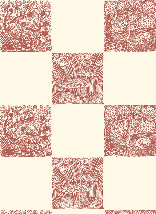 Josephine Munsey Wallpaper Animal Check - Red Topping/ Clarke White