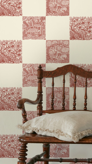 Josephine Munsey Wallpaper Animal Check - Red Topping/ Clarke White