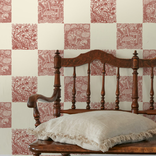 Josephine Munsey Wallpaper Animal Check - Red Topping/ Clarke White