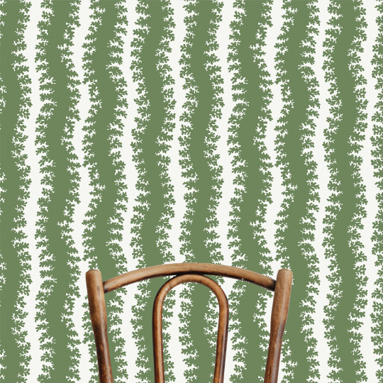 Josephine Munsey Wallpaper Elkhorn Stripe - Brookes Green/ Ceiling White