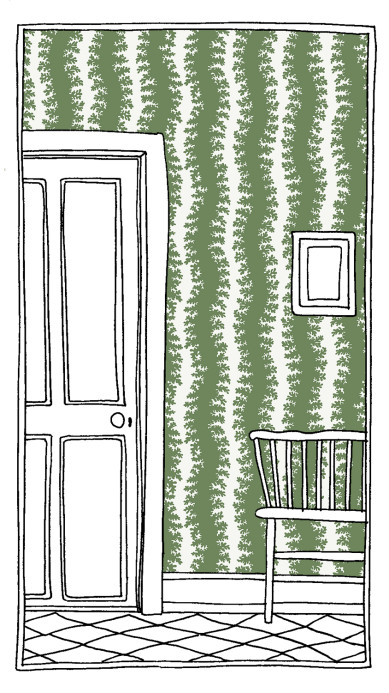 Josephine Munsey Wallpaper Elkhorn Stripe - Brookes Green/ Ceiling White