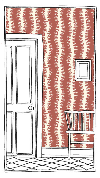 Josephine Munsey Wallpaper Elkhorn Stripe - Red Toppings/ Clarke White