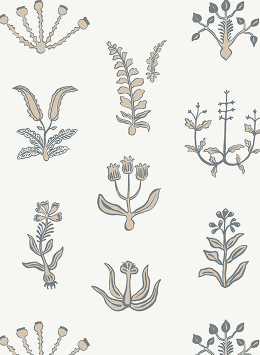 Josephine Munsey Wallpaper Floral Spot - Bude Blue/ Cromwell Stone/ Hilles White