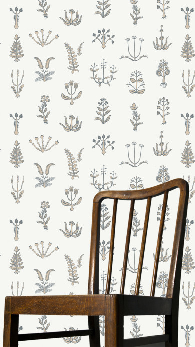 Josephine Munsey Wallpaper Floral Spot - Bude Blue/ Cromwell Stone/ Hilles White