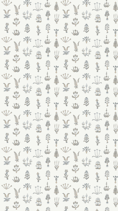 Josephine Munsey Wallpaper Floral Spot - Bude Blue/ Cromwell Stone/ Hilles White