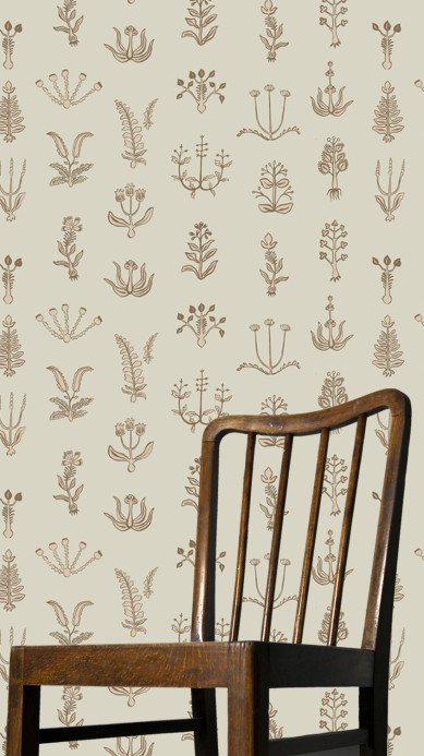 Josephine Munsey Wallpaper Floral Spot - Kemp Brown/ Cromwell Stone/ Maitland Green