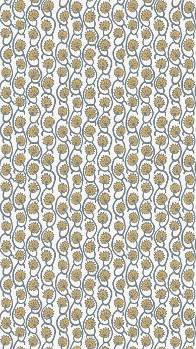 Josephine Munsey Wallpaper Geranium Stripe - Bude Blue/ Smith Yellow/ Kempton White