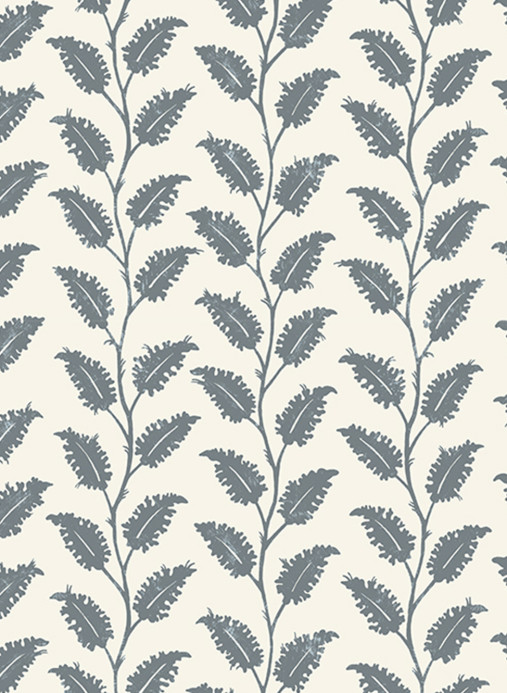 Josephine Munsey Papier peint Leaf Wiggle - Bude Blue/ Cotswold White