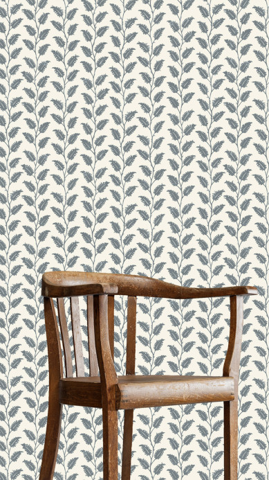 Josephine Munsey Wallpaper Leaf Wiggle - Bude Blue/ Cotswold White