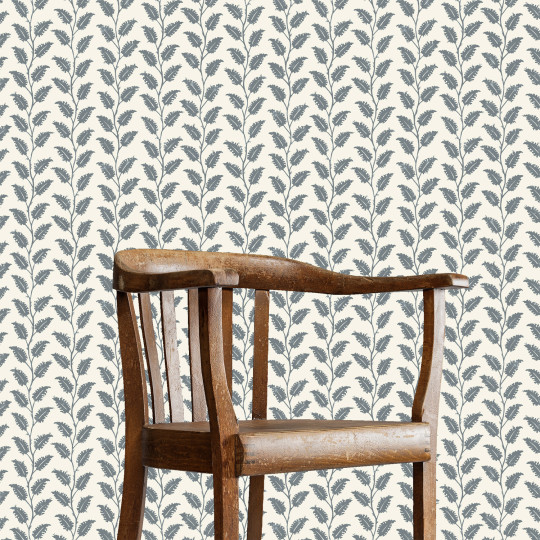 Josephine Munsey Wallpaper Leaf Wiggle - Bude Blue/ Cotswold White