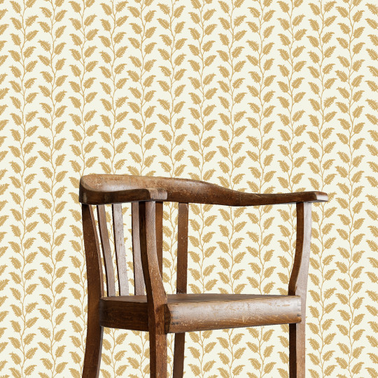 Josephine Munsey Wallpaper Leaf Wiggle - Smith Yellow/ Skirting White