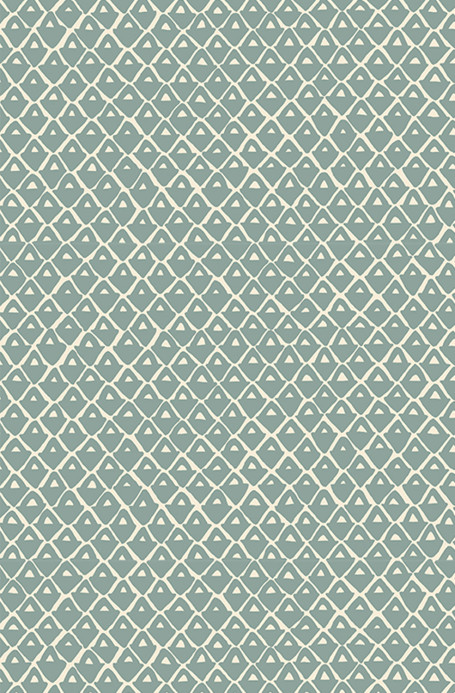 Josephine Munsey Wallpaper Pineapple Squares - Osney Blue/ Salt Ridge