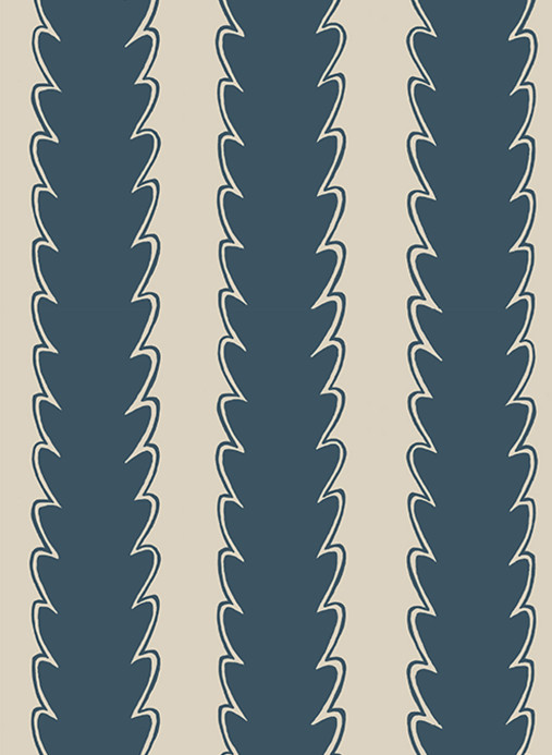 Josephine Munsey Wallpaper Scallop Stripe - Beakster Blue/ Edge Sand