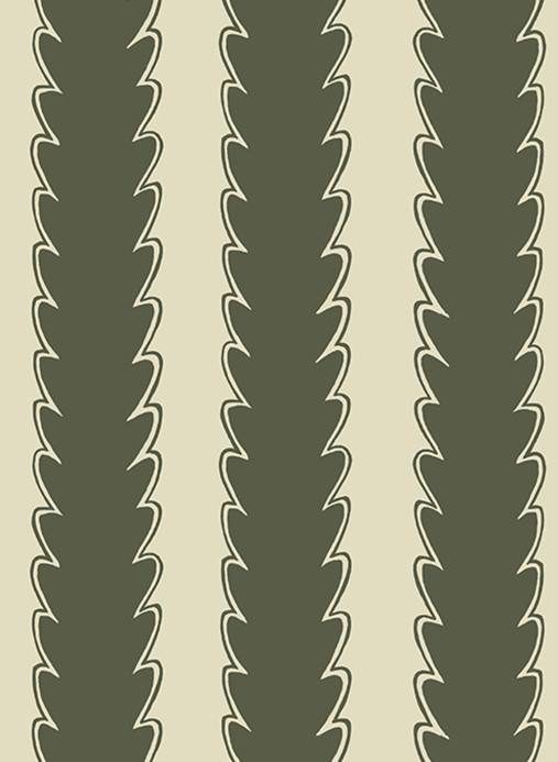 Josephine Munsey Wallpaper Scallop Stripe - Chaingate Green/ Maitland Green