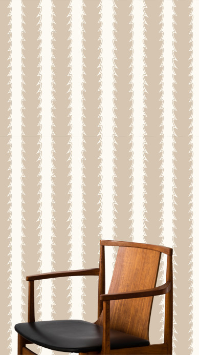 Josephine Munsey Wallpaper Scallop Stripe - Cromwell Stone/ Hilles White