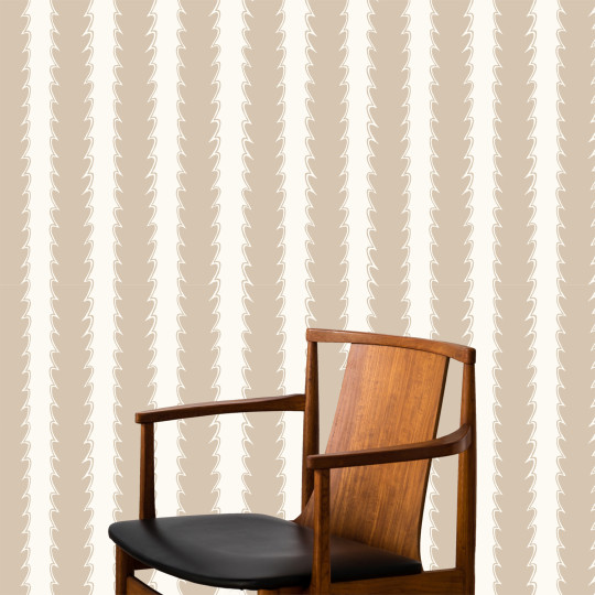 Josephine Munsey Wallpaper Scallop Stripe - Cromwell Stone/ Hilles White