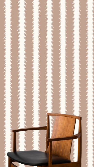 Josephine Munsey Wallpaper Scallop Stripe - Ham Pink/ Hilles White