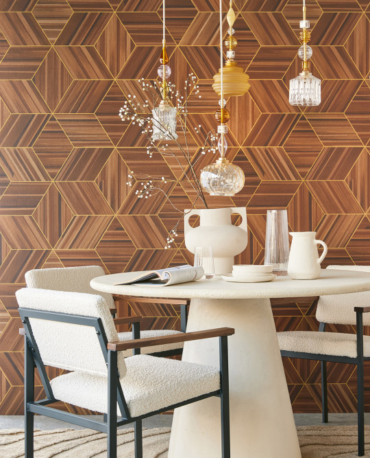 Eijffinger Wallpaper Veneer Diamonds - Mahogany