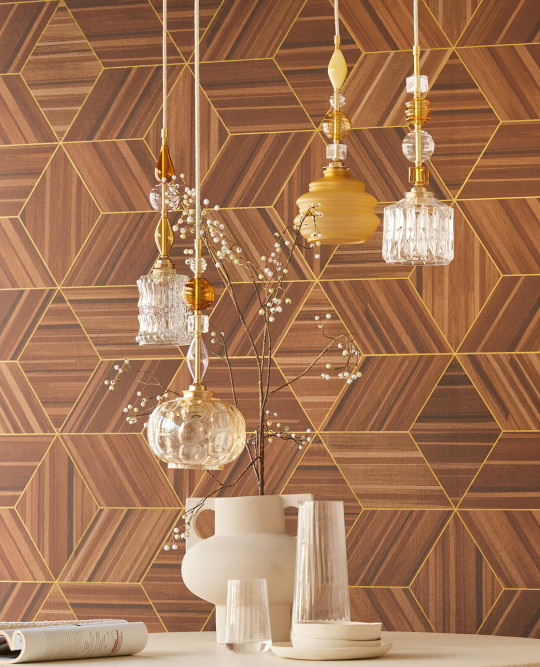 Eijffinger Wallpaper Veneer Diamonds - Mahogany