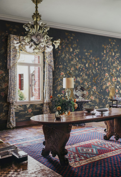 Sandberg Mural Chinoiserie Garden - Dark Blue