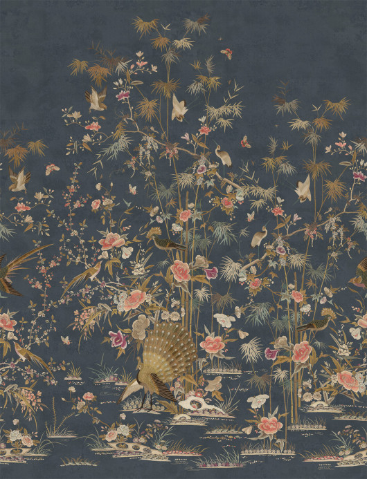 Sandberg Mural Chinoiserie Garden - Dark Blue