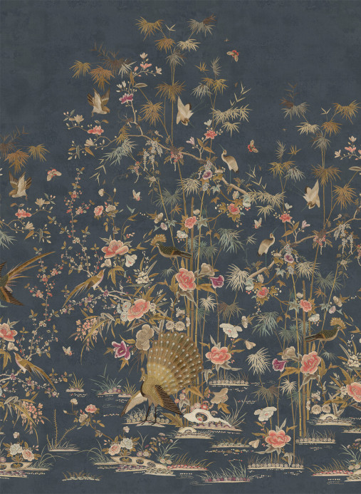 Sandberg Mural Chinoiserie Garden - Dark Blue