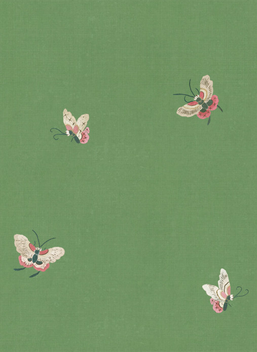 Sandberg Carta da parati Butterflies - Green