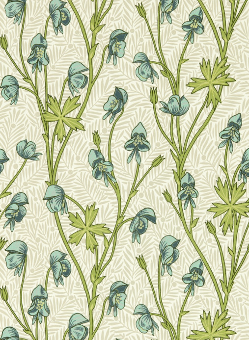 Morris & Co Tapete Monkshood - Aqua/ Peashoot