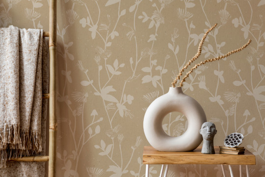 Sian Zeng Wallpaper Feather Plant - Beige