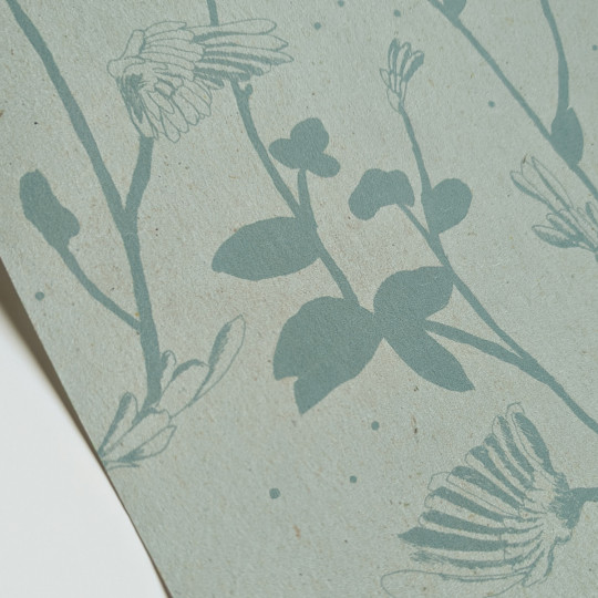 Sian Zeng Papier peint Feather Plant - Aquamarine