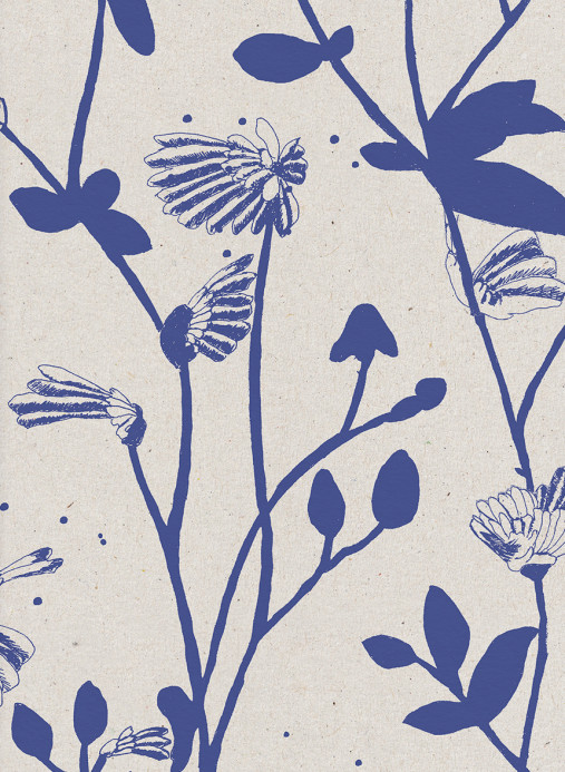 Sian Zeng Papier peint Feather Plant - Ultramarine