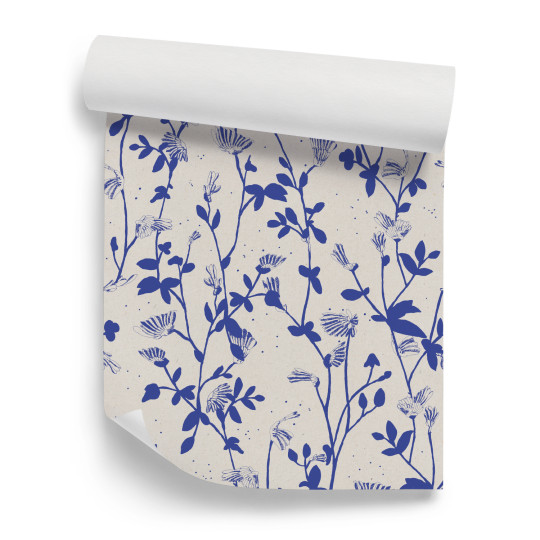 Sian Zeng Wallpaper Feather Plant - Ultramarine