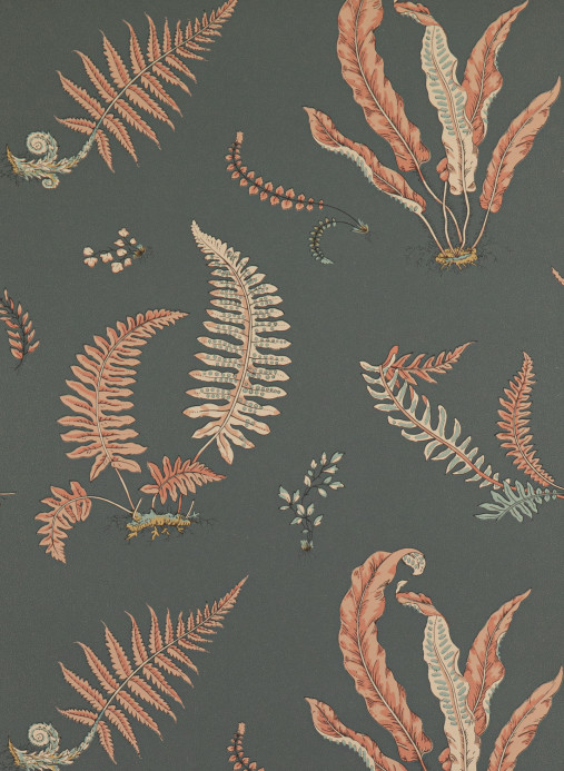 GP & J Baker Tapete Ferns - Coral/ Charcoal