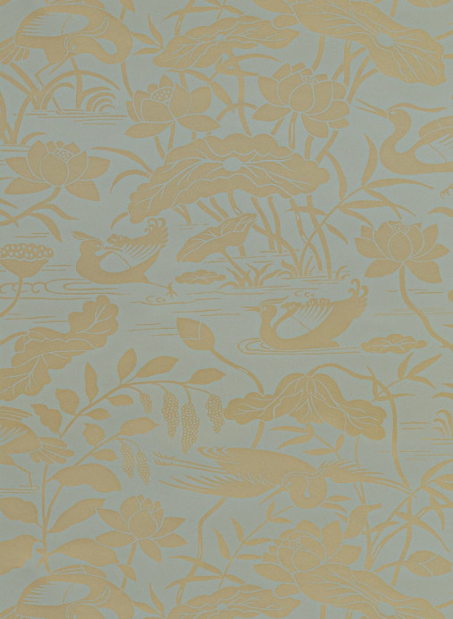 GP & J Baker Papier peint Heron & Lotus Flower - Eucalyptus