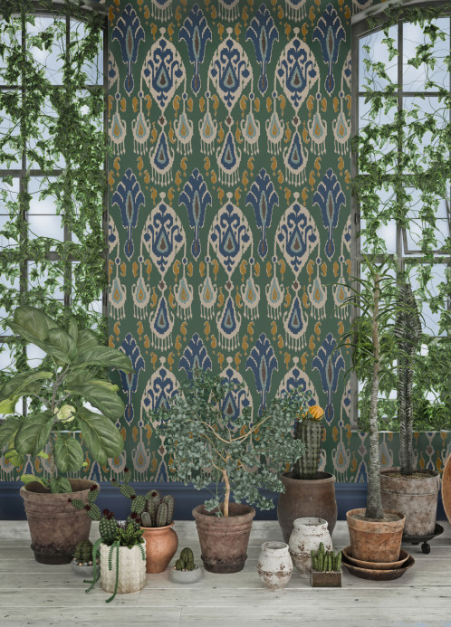 GP & J Baker Wallpaper Ikat Bokhara - Emerald