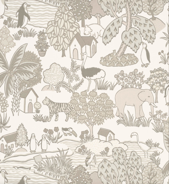 Little Greene Papier peint Animal Kingdom - Portland Stone