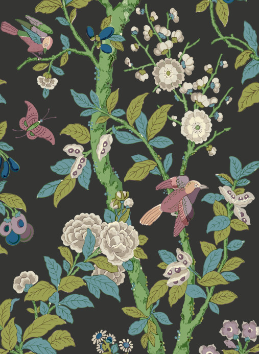 GP & J Baker Wallpaper Eldon - Charcoal/ Emerald