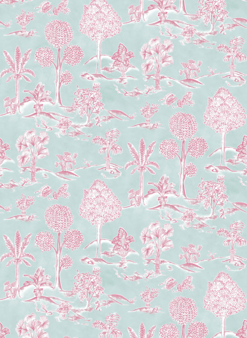 Osborne & Little Wallpaper Karuna - Aqua/ Raspberry