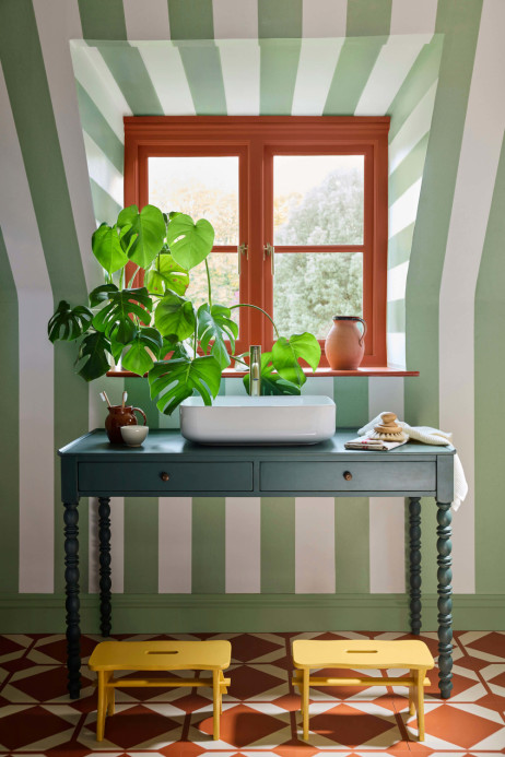 Little Greene Tapete Broad Stripe - Pea Green