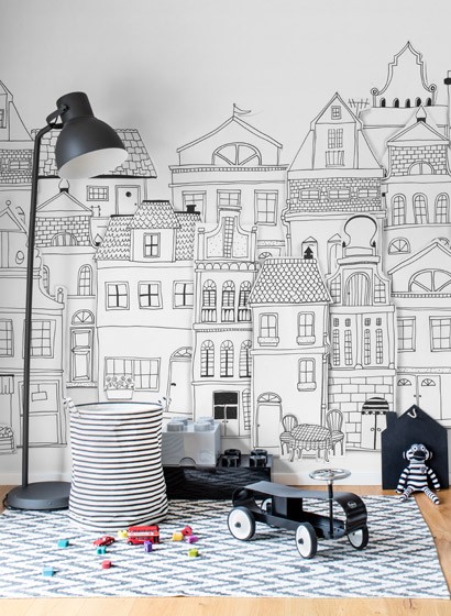 Decoration Murale Abstrait Effet 3D Toile/Bois Noir/Blanc x2 J-line