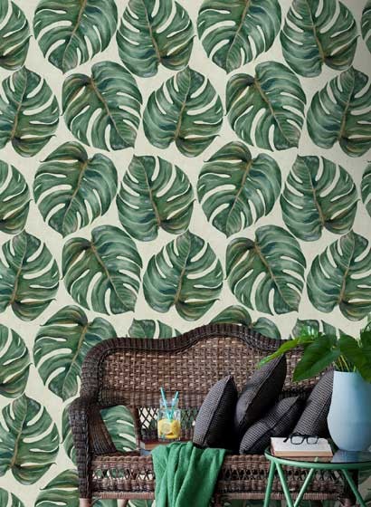 Florale Tapete Tropical Leaf von MINDTHEGAP