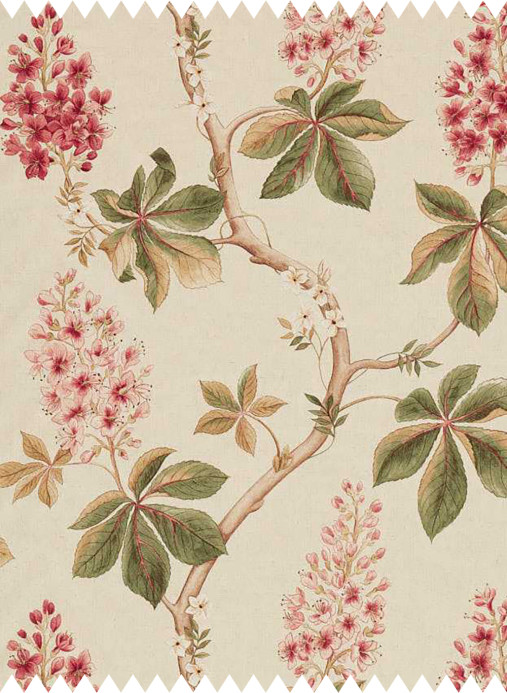 Sanderson Stoff Chestnut Tree - Coral/ Bayleaf