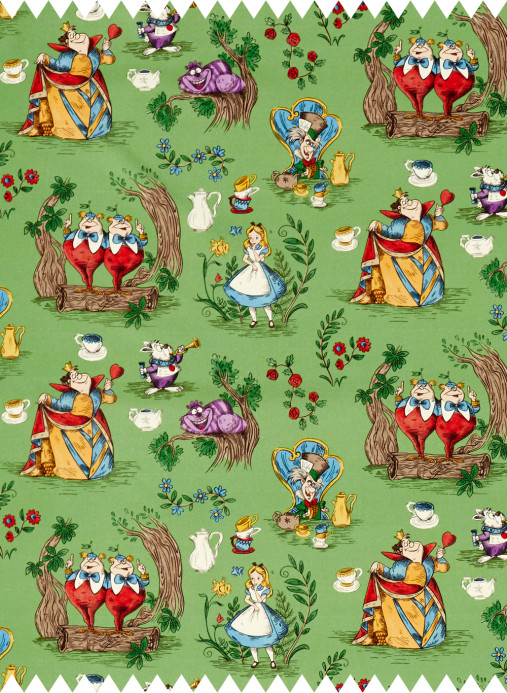 Sanderson Fabric Alice in Wonderland - Gumball Green