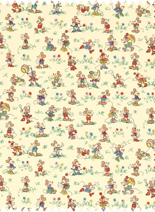 Sanderson Fabric Mickey and Minnie - Rhubarb and Custard