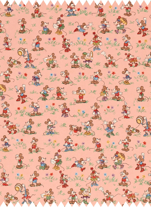 Sanderson Fabric Mickey and Minnie - Blancmange