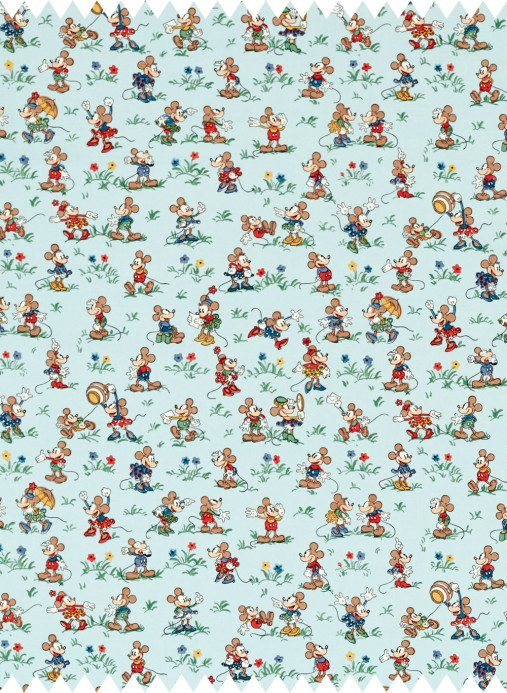 Sanderson Fabric Mickey and Minnie - Bonbon Blue