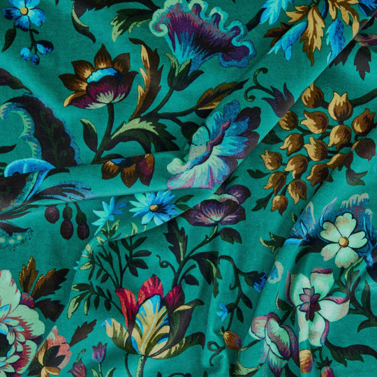 House of Hackney Fabric Florika - Velvet - Petrol