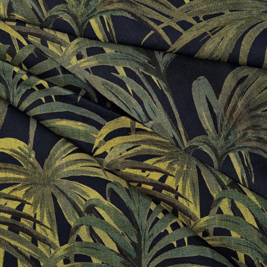 House of Hackney Fabric Palmeral - Cotton Linen - Midnight and Green