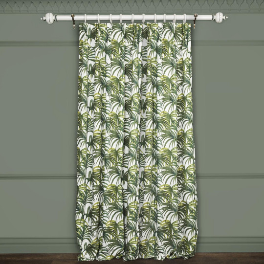 House of Hackney Fabric Palmeral - Cotton Linen - Off White and Green